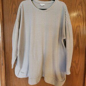 J. Jill Charcoal Gray & Cream 2X Thermal Shirt